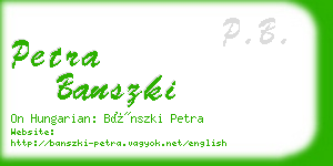 petra banszki business card